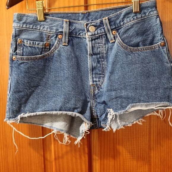 Levi’s 501 Y2K Cutoff Jean Shorts Raw Hem Festival Vintage Size 26 - Picture 2 of 16